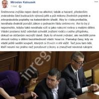 Vyjádření Miroslava Kalouska k daňovému balíčku na sociální síti Facebook, Zdroj: FB Miroslava Kalouska