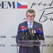 Prezidentský kandidát Andrej Babiš na dnešním brífinku